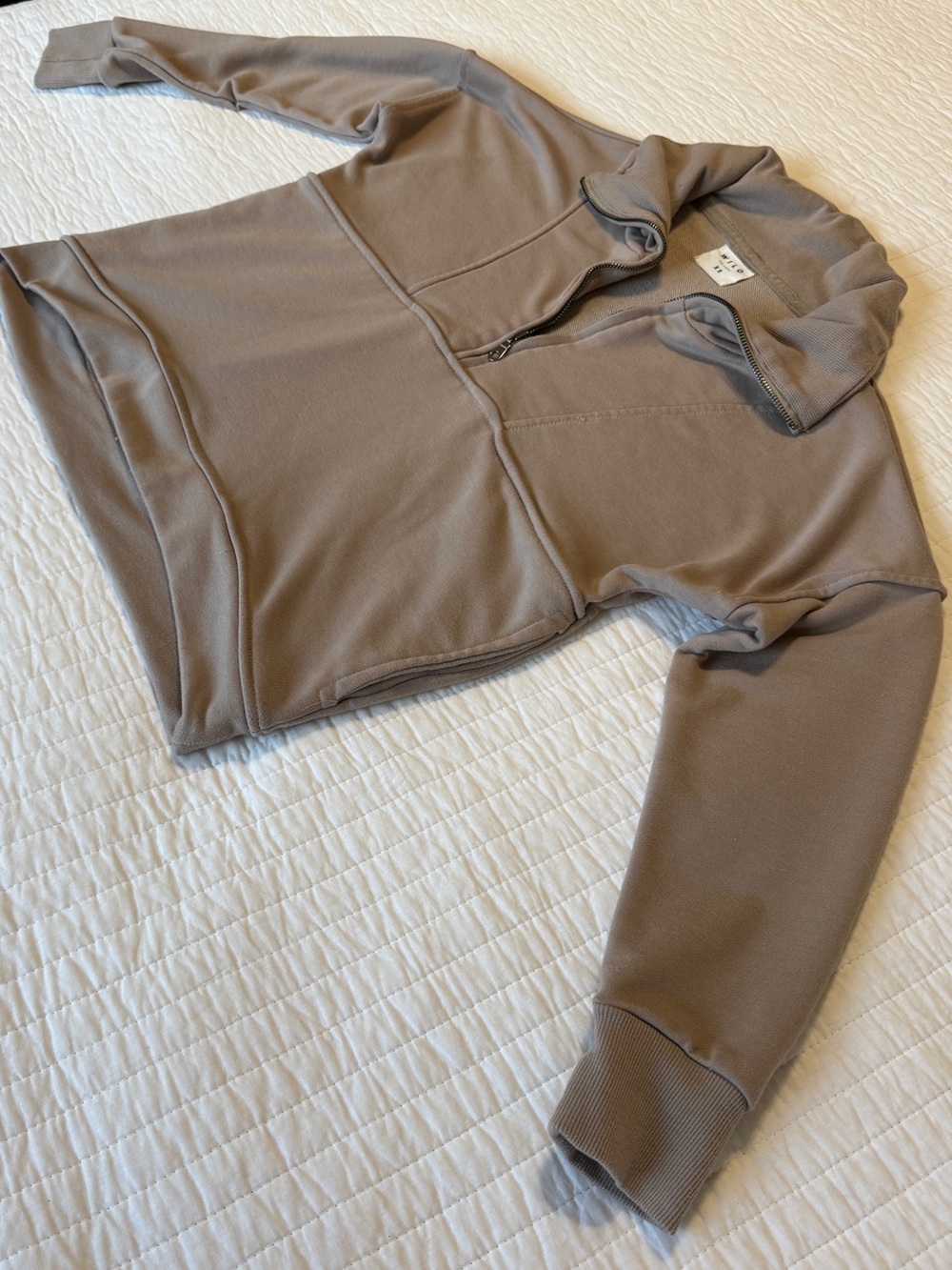 Wilo The Label Bella Half-Zip Pullover Sweatshirt in Camel | Size XS | EUC